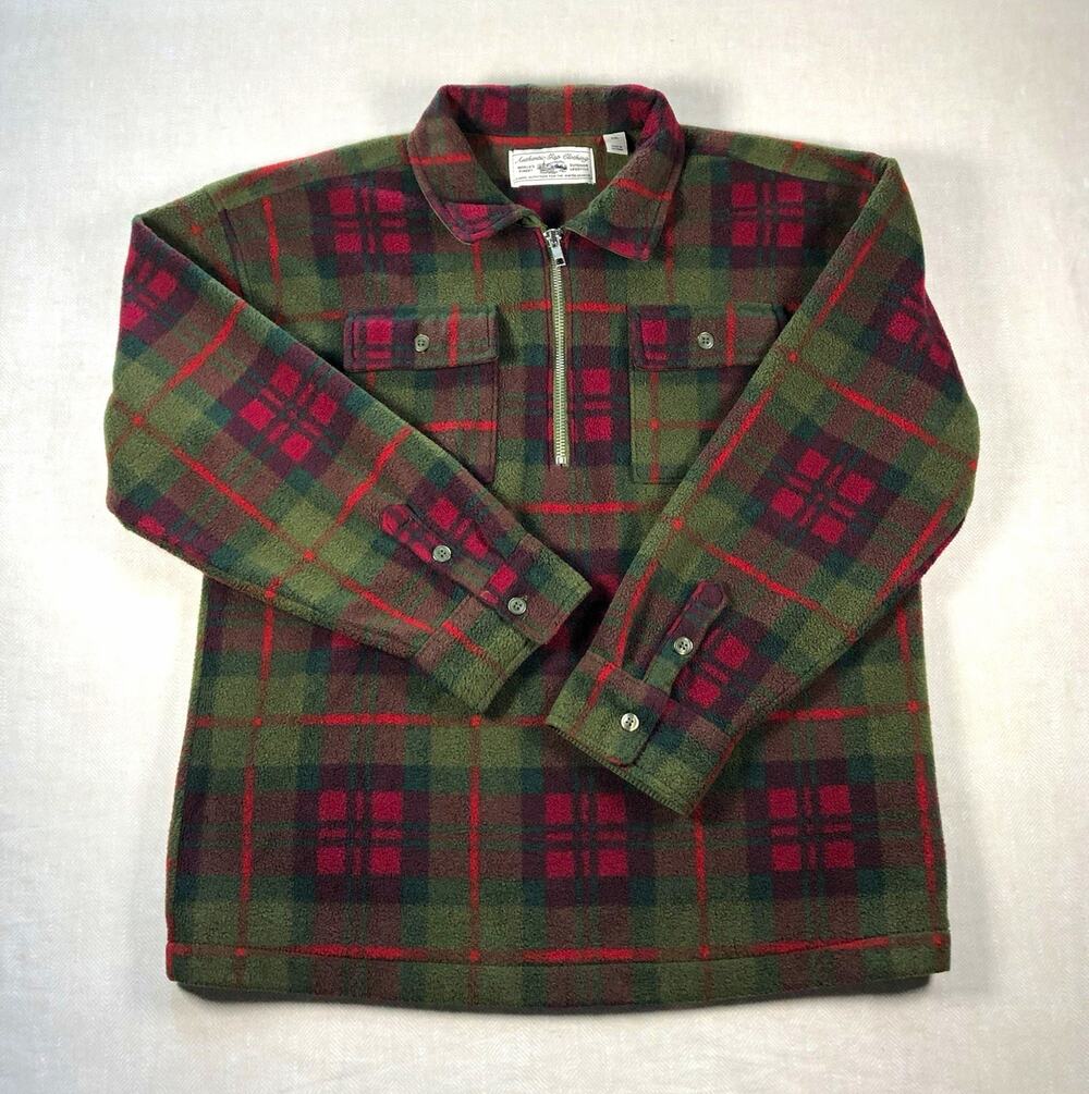 Gap Plaid Half Zip Fleece Pullover Shirt Jacket XXL 14-16 Boys Green Red Plaid